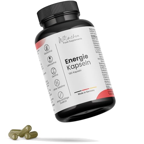 18 Wirkstoffe Energiekapseln für Energie & Fokus - mild dosiert: 34 mg Koffein + B-Vitamine - ideal bei Müdigkeit & für koffeinsensible Personen - Vegan - 180 Kapseln - 3 Monate