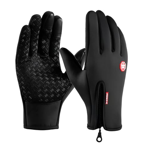 Luvas Térmicas para Moto e Bike, Impermeável, Touch Screen, Antiderrapante, Preta