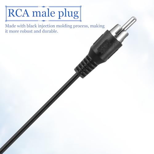 Fyntave RCA to RCA Audio Cable 2 Pack 3.3 ft Speaker Replacement Male Plug Jack Connector Wire Pigtail Connector Adapter Jack Cable for AV Receiver TV Subwoofer and Amplifier Repair