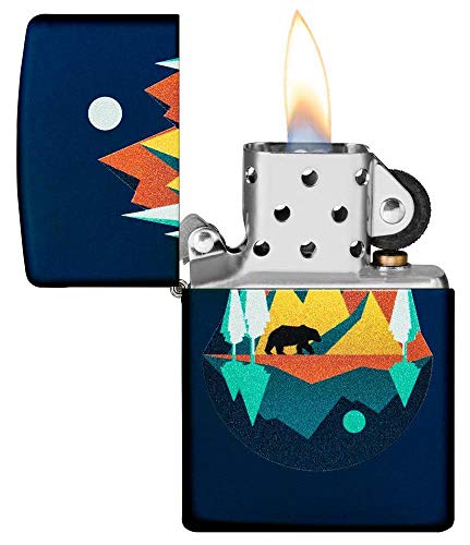 Encendedor Zippo diseño geométrico oso y montañas miniatura 3