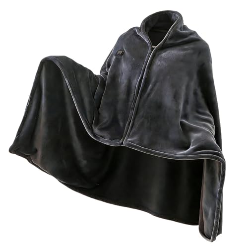 Machify USB-beheizter Schal für Damen, 100 x 150 cm, weiches Fleece, elektrische tragbare Decke, warmes Geschenk, Grau