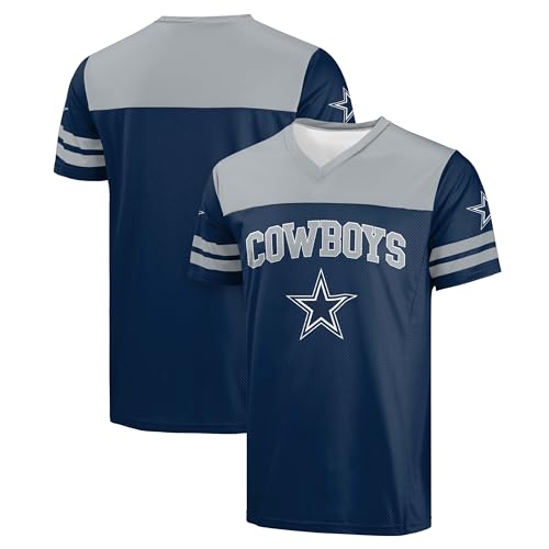FOCO NFL Men's Officially Licensed Primary Logo Team Color Wordmark Game Day V-Neck Football Jersey - Dallas Cowboys - Navy - (X-Large)