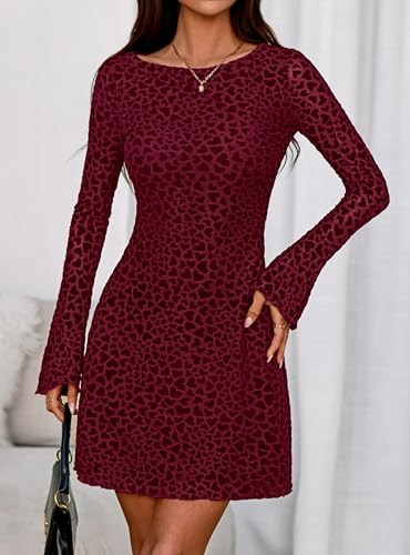 Image of PRETTYGARDEN Women's Fall Floral Long Sleeve Mini Dress