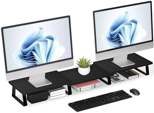 Amazon.com: Amazon Basics Rectangular Adjustable Computer Monitor Riser ...