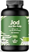Jod Tabletten aus Bio-Kelp hochdosiert - 365 Tabletten - 200 µg Jodtabletten, vegan & produziert in Deutschland - Verpackung kann variieren