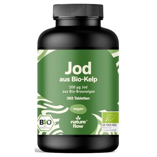 Jod Tabletten aus Bio-Kelp hochdosiert - 365 Tabletten - 200 µg Jodtabletten, vegan & produziert in Deutschland - Verpackung kann variieren