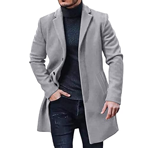 Duohropke Men's Long Trench Coat Notch Collar Trench Coat Single Breasted Coat Casual Coat Business Parka Outwear Spring Transition Jacket Long Sleeve Winter Coat Men Outwear, gray, L Duohropke Men's Long Trench Coat Notch Collar Trench Coat Single Breasted Coat Casual Coat Business Parka Outwear Spring Transition Jacket Long Sleeve Winter Coat Men Outwear, gray, L