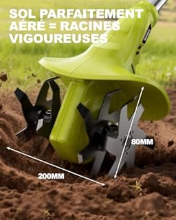 DEWINNER Motobineuse Électrique, 20V Bineuse sans Fil avec Poignée Mobile, Largeur Ø20cm, Idéale pour Petits Massifs et Potagers – 4.0Ah Batterie et Chargeur Incluse