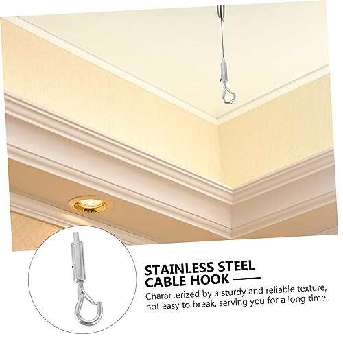 20 piezas Tensor de cable con gancho de suspensión, accesorio ligero para cuerda de alambre, uso interior y exterior, diseño versátil para hogar, fábrica y colgado miniatura 6