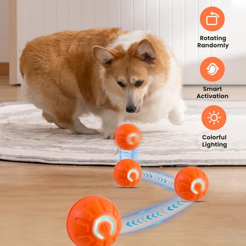 DAILINK Pelota de Juguete Inteligente, Juguete Automático para Perros, Pelota Interactiva para Perros, Duradera y Automática, para Cachorros, Pequeños y Medianos, Recargable por USB - imagen 2