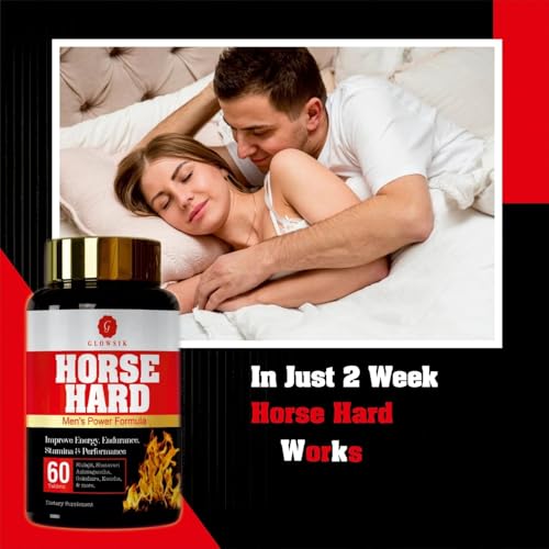 Image of Glowsik Horse Hard Men's Energy & Stamina Support Capsules | Herbal Formula with Shilajit, Ashwagandha, Shatavari, Gokshura & Kauch Beej | Daily Vitality Supplement for Men (60 Capsules .)