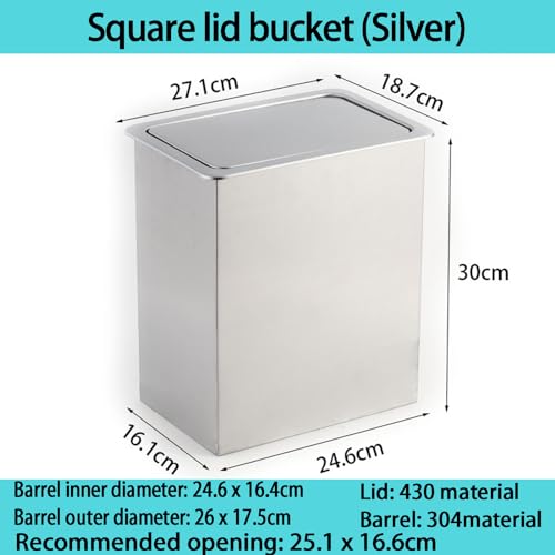 Caneca de basura empotrada de acero inoxidable cuadrada miniatura 5