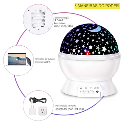 Luminária Projetor Estrelas 360º Galaxy Abajur Star Master