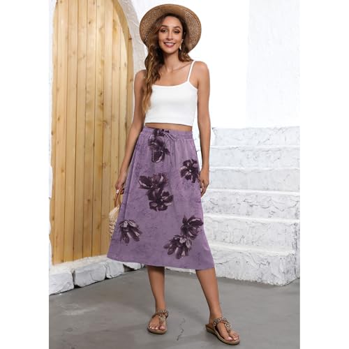 Image of Witsmile Flowy Skirt Elastic High Waist A-Line Skirt with Pockets Bohemia Cover-up for Women 2026 Trendy(S-2XL)