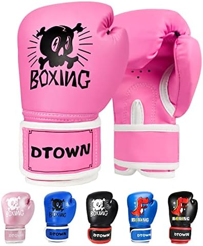 Kids Boxing Gloves, Dtown Girls Punching Gloves for 3-8 Years 4 and 6oz Toddler Heavy Bag Gloves with Comfy Lining, MMA