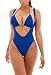 Viottis Women's Bandage Pad One-piece Swimsuit Brazilian Bikini Set Sky Blue L