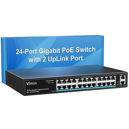 VIMIN Switch PoE Gigabit a 24 Porte, 320W