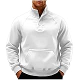 NSICBMNO Poloshirts für Herren, Erwachsene, Langarm-Tops, V-Ausschnitt, Sweatshirt, hoher Kragen, Fleece-gefüttert, Sweatshirt, Golf, Polo, Henley-Shirt, übergroßer Pullover, Baggy-Sweatshirts