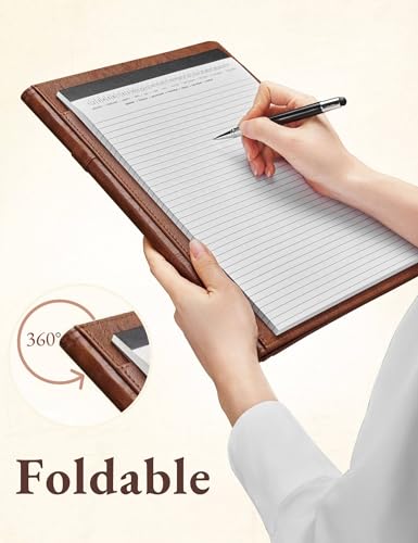 Image of Mymazn Padfolio Portfolio Folder, Faux Leather Interview Resume Folder with Document Organizer & Business Card Holder, Letter-Sized Notepad Legal Pad Holder for Men Women (Brown)