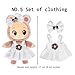 ebuddy 6 Sets 17cm Plush Dolls Clothes - Dress Up Doll Clothing Set Replacement Outfit Collection with Hats & Accessories (No Doll No Glasses)