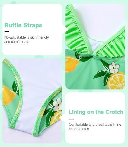 Image of DAXIANG Girls Ruffles One Piece Swimsuits Quick Dry Beach Sport Swimwear Toddler Kids Mermaid Unicorn Bathing Suit 4-10 Years