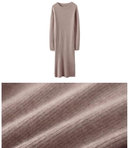 Merino Wool Sweater Dress Women's O-Neck Long Sleeved Knitted Pullover Crewneck Slim Fit Autumn Winter Tops4