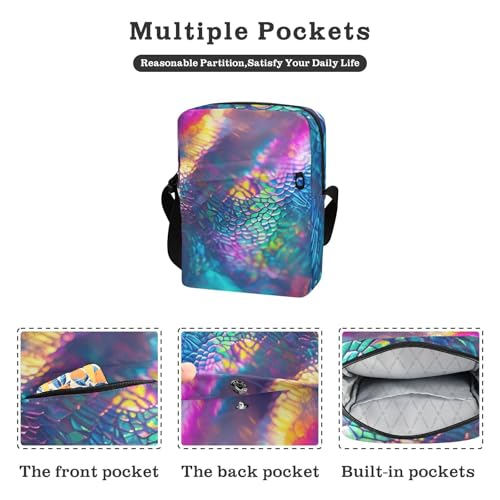 Neon Colored Snake Print messenger bag for men crossbody bag men Shoulder Handbags Adjustable Strap for School Travel2