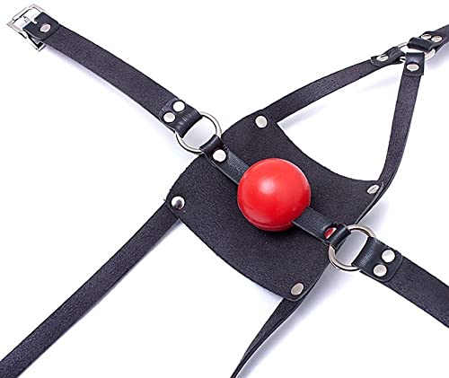 Image of Bondage BDSM Head Harness Mouth Ball Gag Mask Head Restraint Adjustable Breathable Sex Adult Toys Restraints Kinky Set Submissive,Black,One Size Fits All