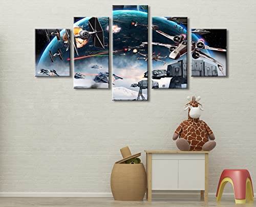 Catyendy Star The Wars Poster Canvas Wall Art (60''Wx32''H) Universe Spaceship Painting For Bedroom Living Room Home Decor Stretched Framed Ready To Hang #TOP5