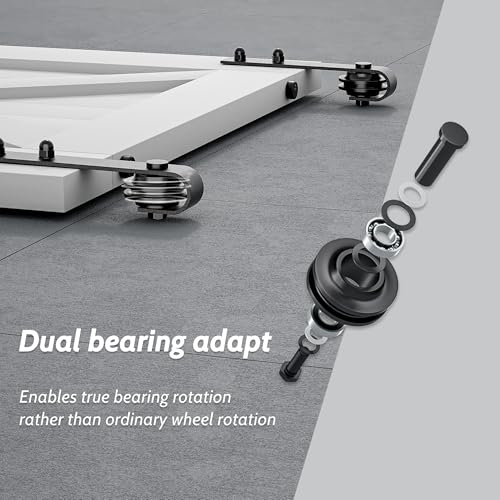 SKYSEN 6FT Barn Door Hardware Kit, Sliding Barn Door Hardware Kit, Barn Door Track - Smooth and Quiet- Easy to Install- Manual Included- Lite Version- Black (J-Lite-5-s)
