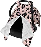9CH Car Seat Canopy for Babies, Pink Leopard Baby Car Seat Cover Multiuse Cover for Baby Carrier/Stroller/Nursing Breastfeeding, Universal Fit with Peekaboo Opening