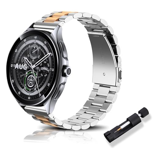 RoYiio Metal Strap for Xiaomi Watch S4/2/S3/2 Pro/S2 Straps Redmi Watch 5 Lite/Active Strap Stainless Steel 22mm Replacement Band for Garmin Venu 4 45mm/Forerunner 570 47mm/Venu 3