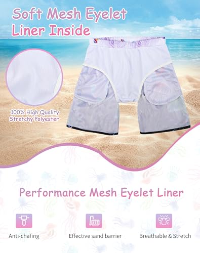 Image of AMYNICE Girls Beach Board Short with Liner Quick Dry Active Jellyfish Print | Swimming Trunks Swimsuit with Pockets Drawstring Surfing, Beach, Vacation and Holiday for Toddler Baby girl