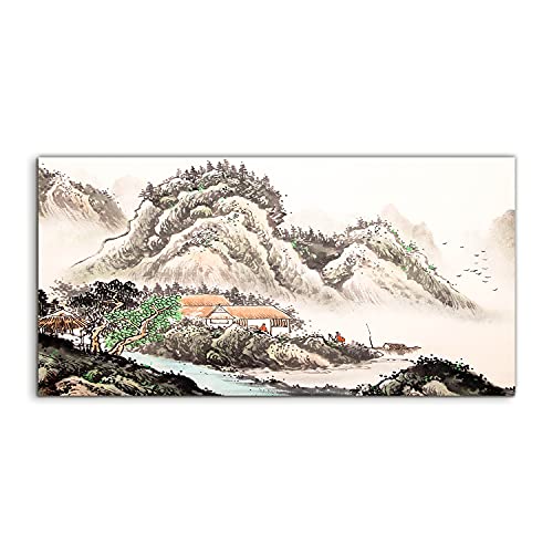 Photo acryl salon Chine paysage aquarelle decoration murale zen 120x60cm