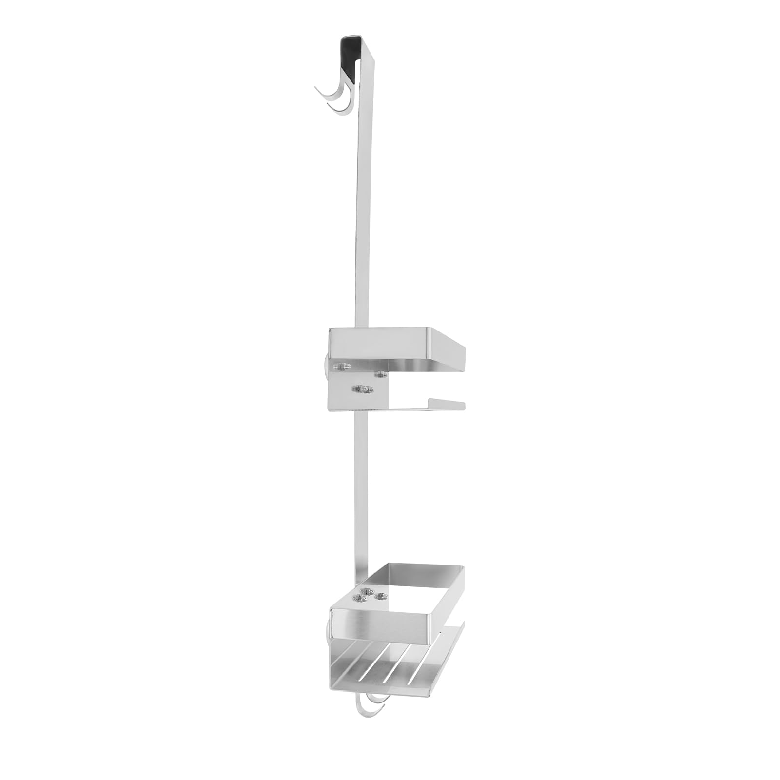 Estantería de ducha sin taladrar, estantería de baño de acero inoxidable 30 x 13 x 8,5 cm, estante de ducha sin taladrar, estante de ducha plateado para colgar, organizador de baño, estantería de