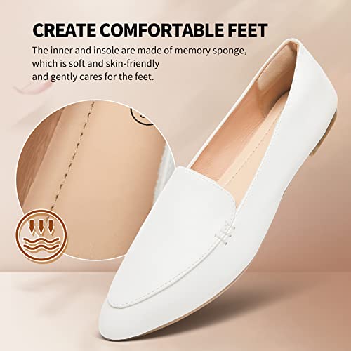 Image of FINIWOR Loafers for Women Flats Shoes Women Pointed Toe Dress Shoes Comfortable Memory Foam Penny Loafers Slip On Shoes
