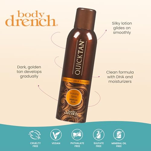 body drench quicktan instant self tanner bronzing spray salon-quality mediumdark tan streak-free tinted formula 6 oz 1-pack