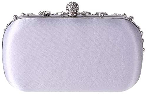 RajoNN Abendhandtaschen für Damen, Tasche, Strass, Hochzeit, Bankett, Clutch, Schultertasche, Kettentasche (Silber) (Schwarz)