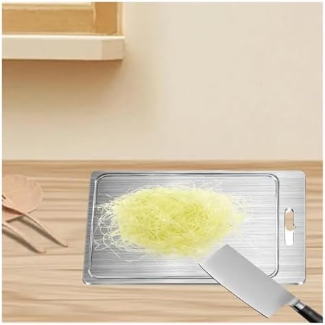 Miniatura 3 de DLYZAYE Tabla de cortar de acero inoxidable Tabla de cortar de acero inoxidable Tabla de cortar de metal de doble cara Tabla de cortar bloque de