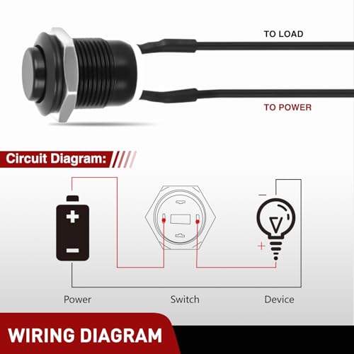 Image of Nilight 12mm Momentary Push Button Switch 6PCS with Pre Wired Harness