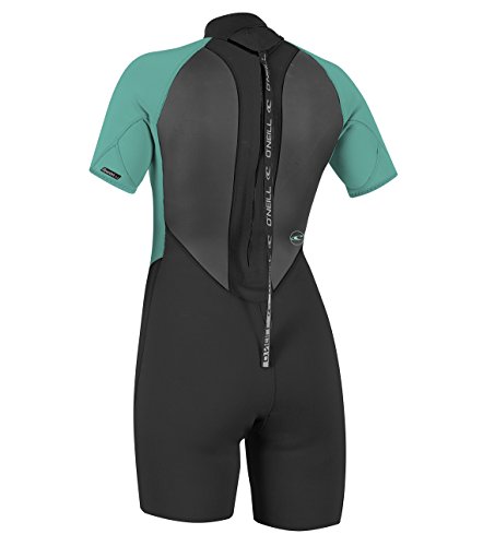 O'neill Women's Reactor-2 2Mm Back Zip Short Sleeve Spring Wetsuit, Black/Light Aqua, 8 #TOP1
