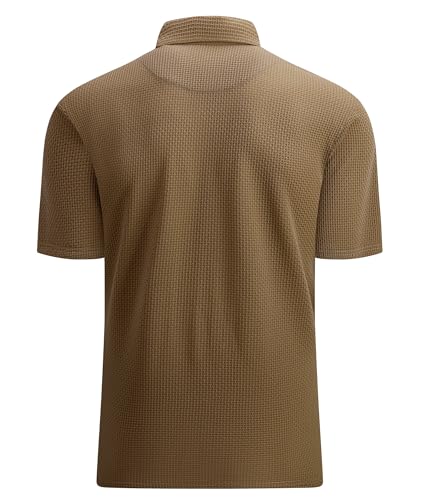 Alex Vando Mens Bubble Jacquard Polo Shirt Super Stretch Short Sleeve Polo Shirts for Men
