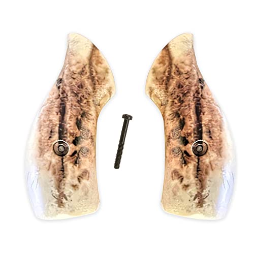 Premium Gun Grips Compatible Replacement for S&W Low Profile J Frame Grips Round Butt w/HD Picture of Elk Bone UV Printed on Acrylic. - Premium Gun Grips
