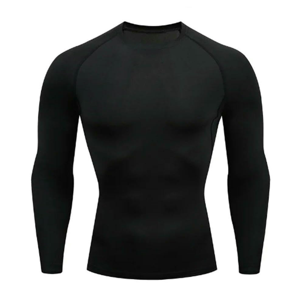 DYRBF - Camiseta deportiva para hombre, de secado rápido, manga larga, de compresión, para gimnasio, fitness, camiseta de protección contra erupciones