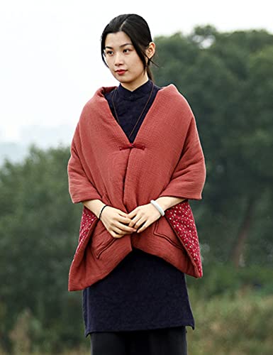 NFYM Women's Scarf Cape Coat Warm Quilted Front Pockets Warm Shawls Wraps Elegant Reversible Design3