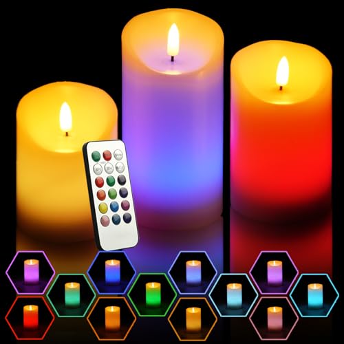 NICEME 3PCS LED Multi Colored Flameless Candles...