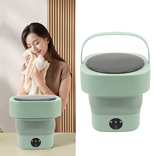 AYNEFY Foldable Washer, US Plug 100-240V Folding Washing Machine Space Saving Automatic Washing Plastic for Socks for Home (Green)