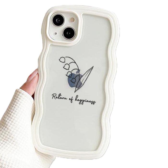 未使用⭐️MUVEIL すずらん 手帳型 カード入れ＆ミラー付き スマホケース Amazon.co.jp: スマホケース うねうね なみなみ ウェーブケース TPU