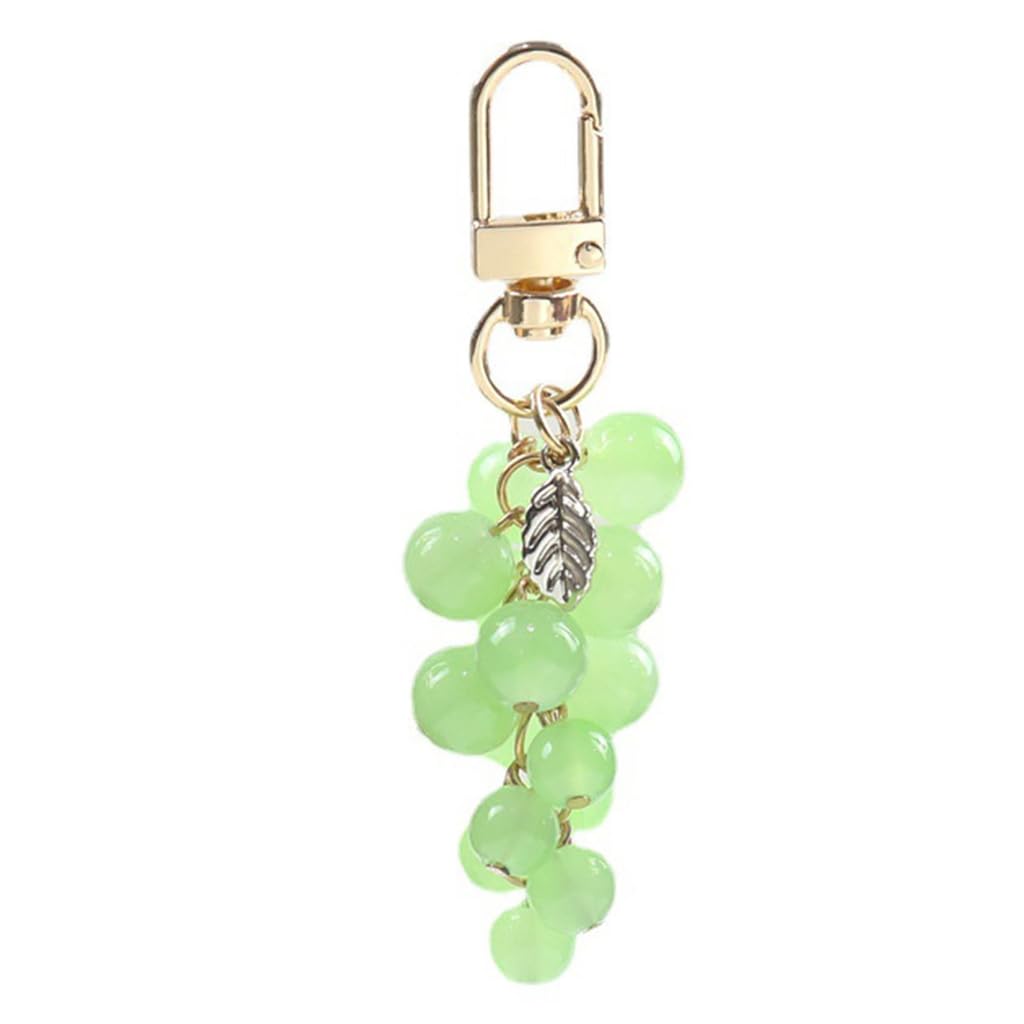 Asukohu Key Chains for Women, Crystal Grape Charm Keychain Sweet Cool Simulated Fruit Keyring Pendant Bag Hanging Ornament Women Backpack Decorations