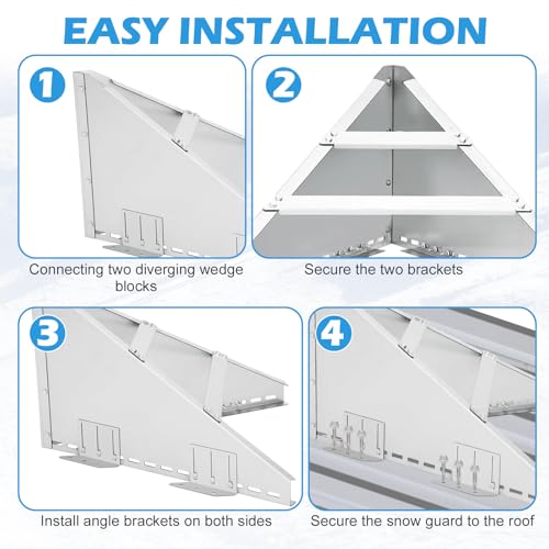 PakaLife Snow Guards for Roof,Snow Splitter&Diverters Guards for Metal Roofs,Snow Removal,Forprotection Stack Pipes and Chimneys Roof,Adjustable Angle and Easy to Install(Silver) by PakaLife - Image 7